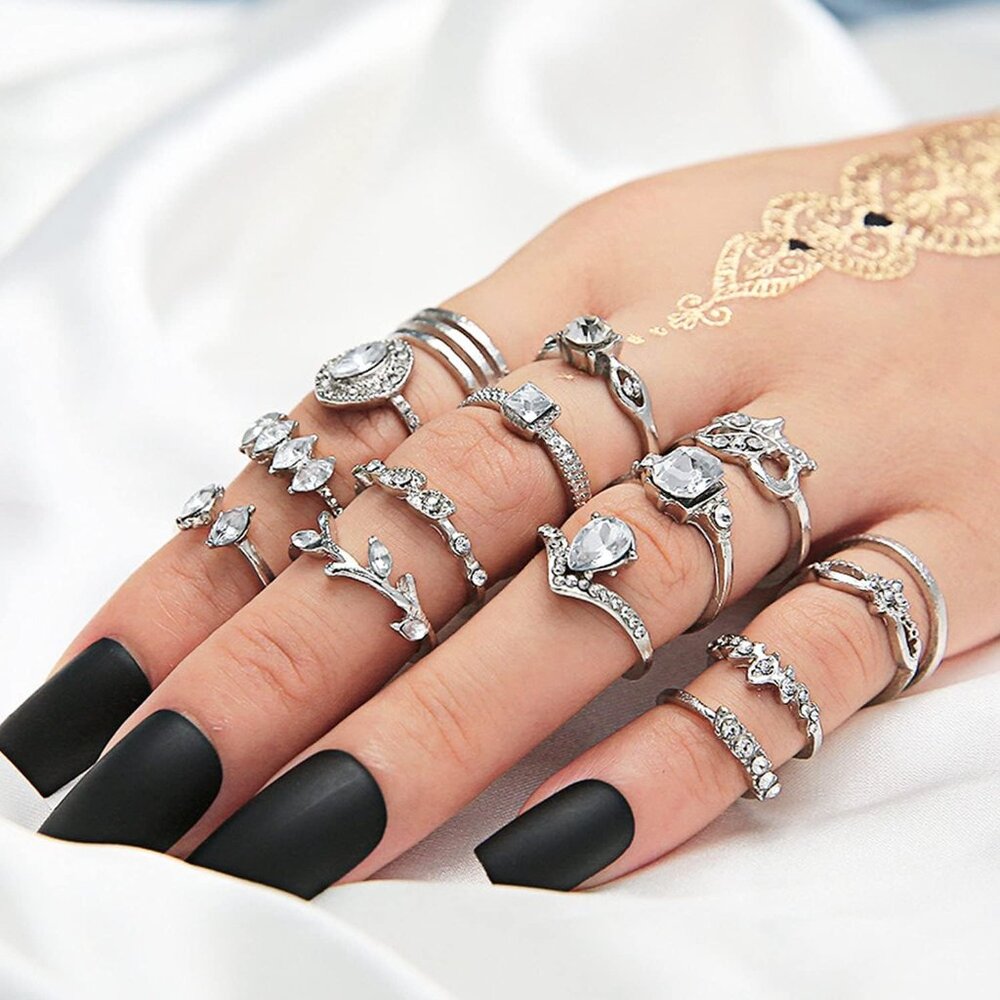 Stylish 9-15pcs Stackable Rings Set For Women Vin… - image 4